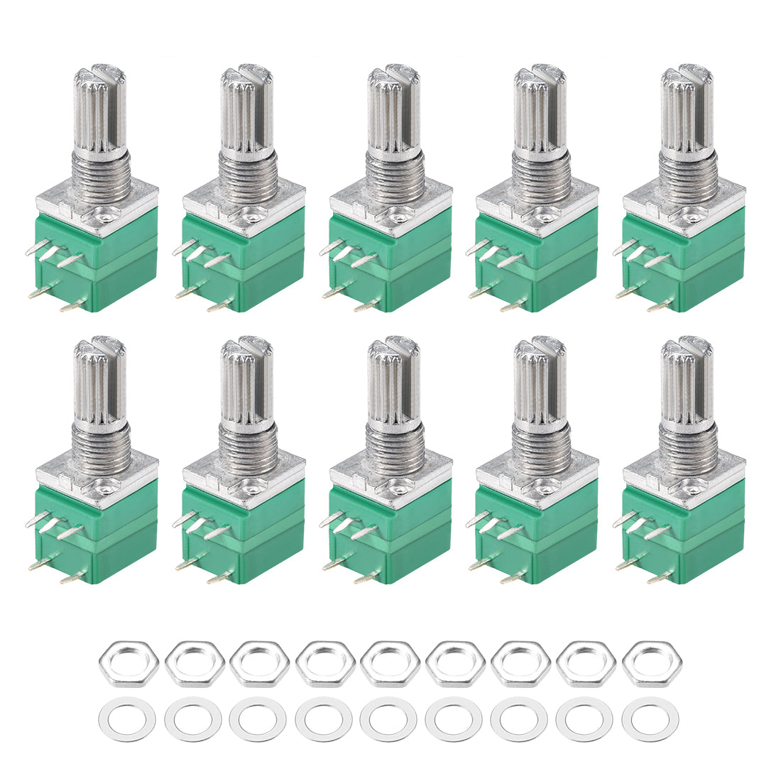 uxcell Uxcell Potentiometer With Switch  B10K Ohm Variable Resistors Single Turn Rotary Carbon Film Taper RV097NS  10pcs