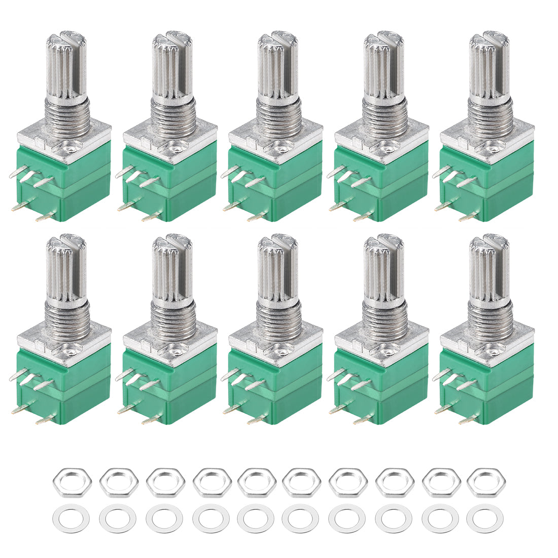 uxcell Uxcell Potentiometer With Switch  B50K Ohm Variable Resistors Single Turn Rotary Carbon Film Taper RV097NS  10pcs