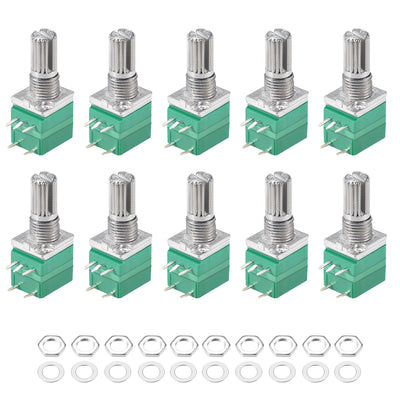 uxcell Uxcell Potentiometer With Switch  B5K Ohm Variable Resistors Single Turn Rotary Carbon Film Taper RV097NS 10pcs