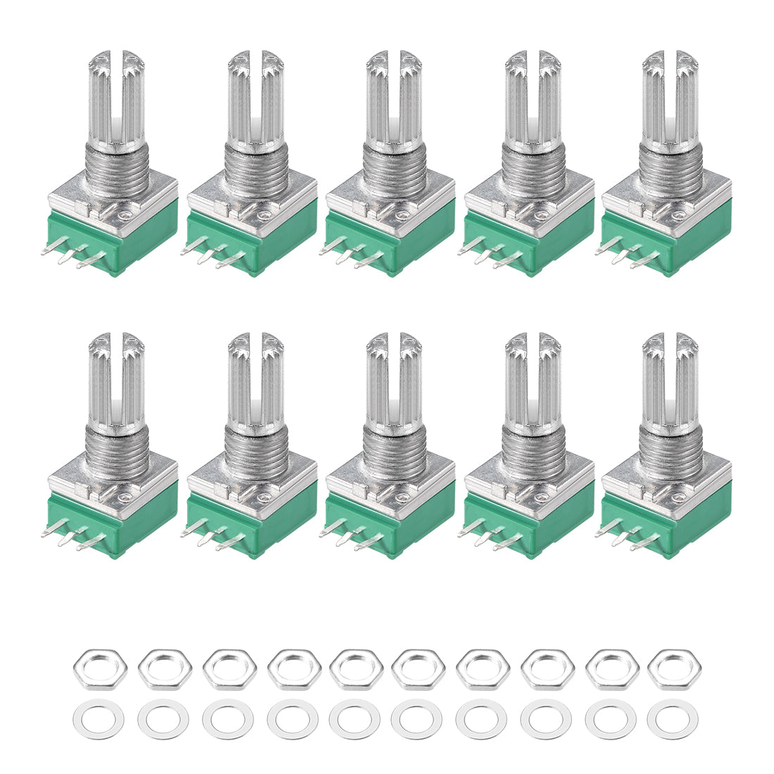 uxcell Uxcell 10Stück 10K Ohm Varistor Doppelrotations-Kohleschicht Kegel Potentiometer