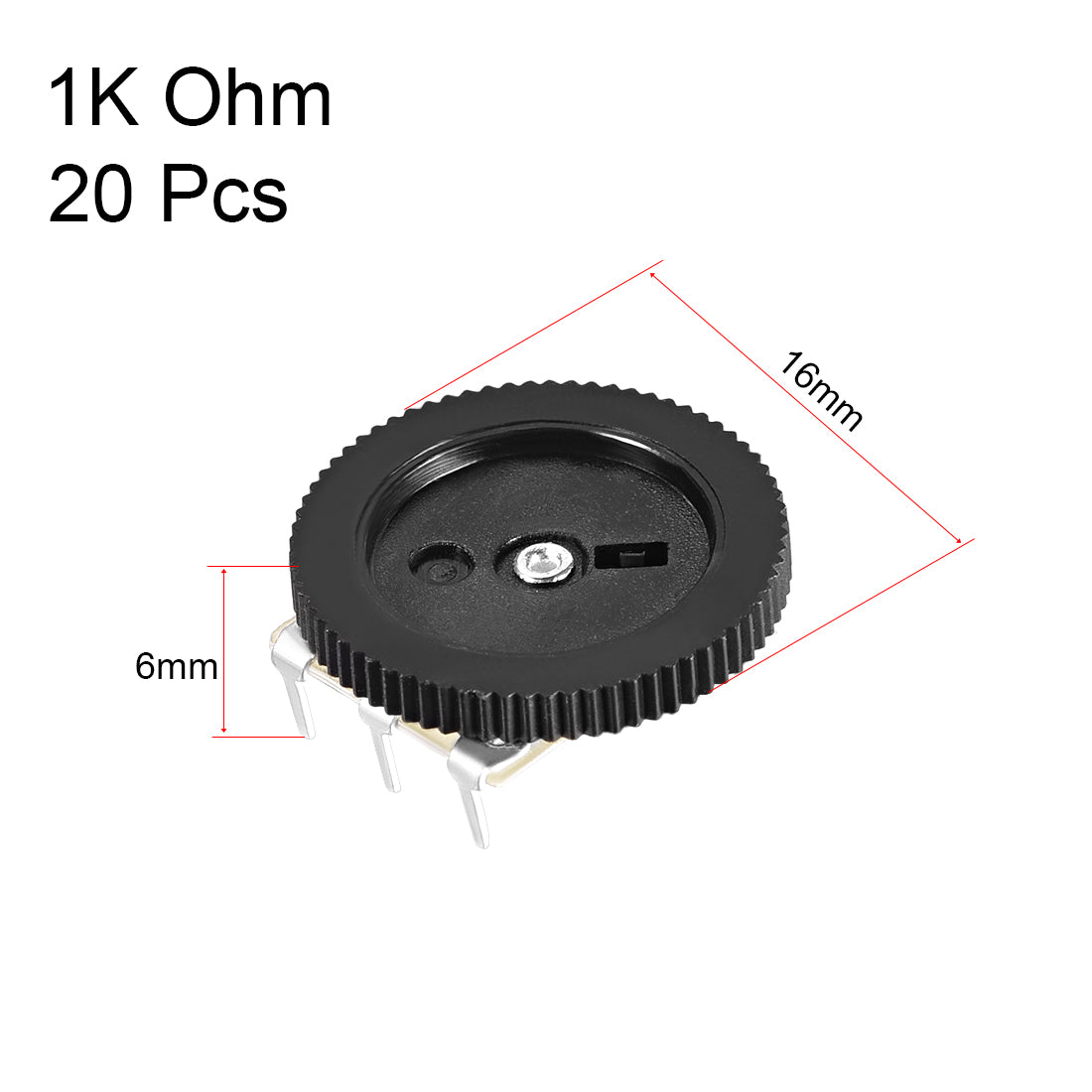 uxcell Uxcell 1K Ohm Dial  Wheel Potentiometer for Audio Stereo Volume Switch Control 16x6mm 20Pcs