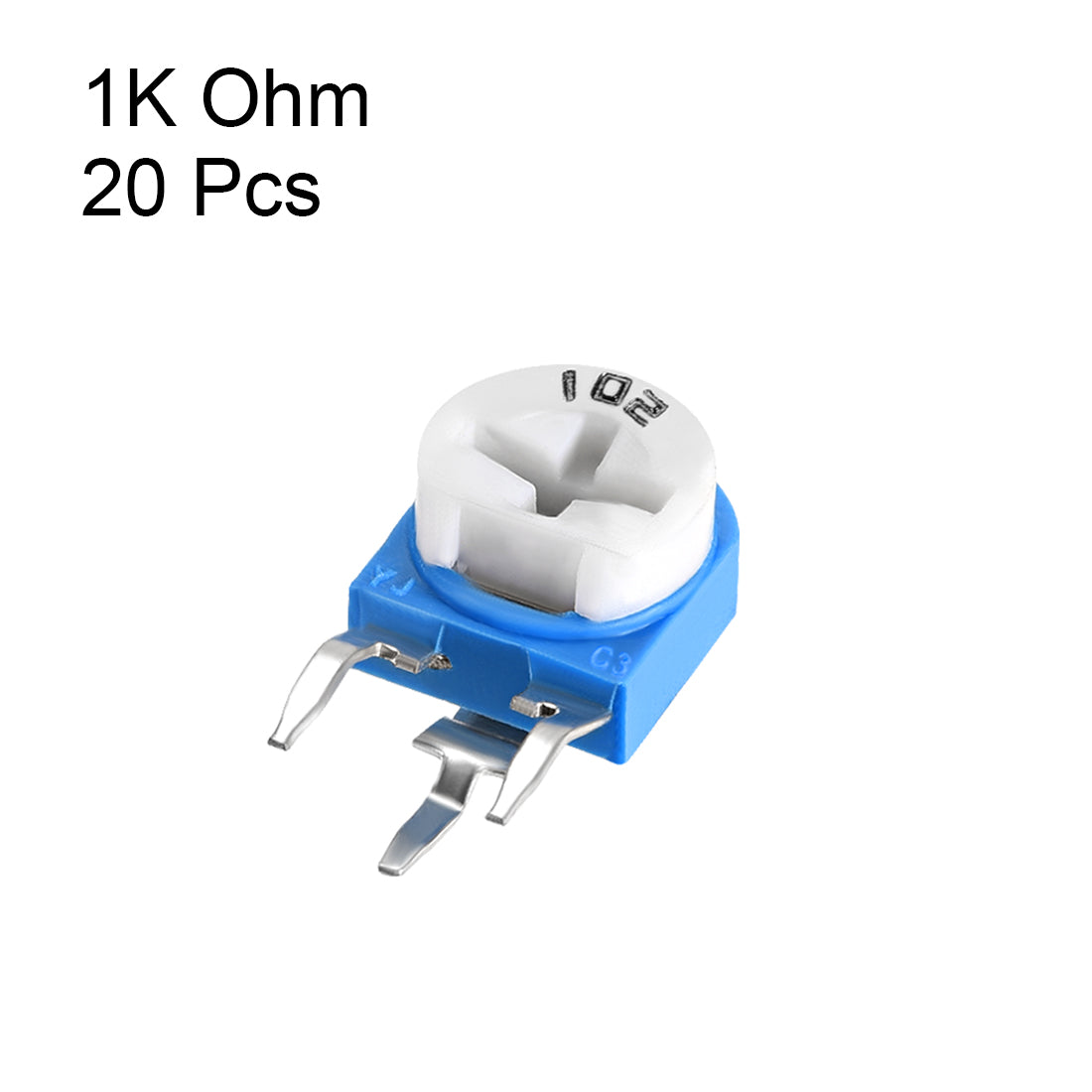 uxcell Uxcell Trimmer Potentiometer 1K Ohm Adjustment Horizontal Variable Resistors 20Pcs