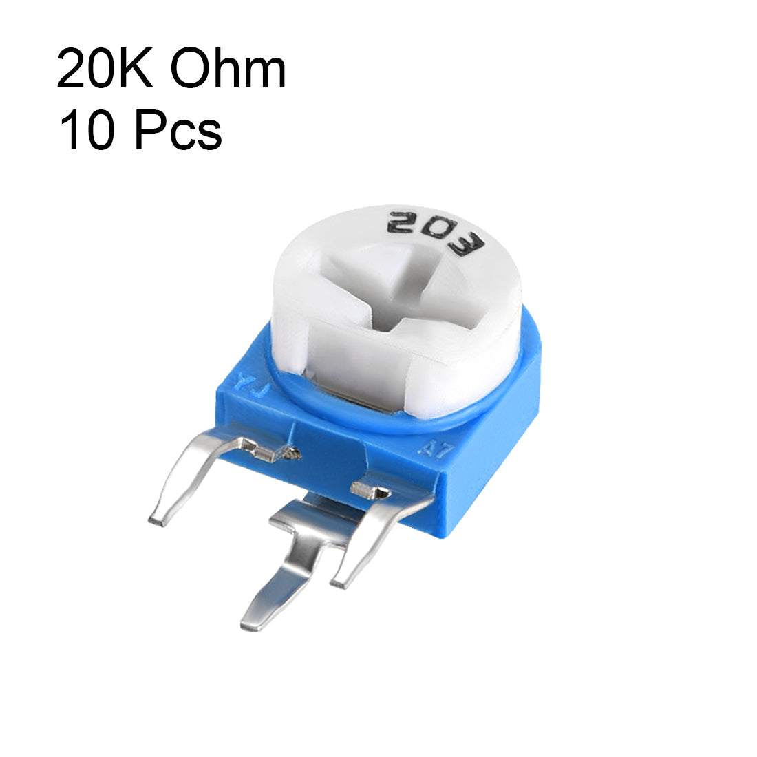 uxcell Uxcell Trimmer Potentiometer 20K Ohm Adjustment Horizontal Variable Resistors 10Pcs