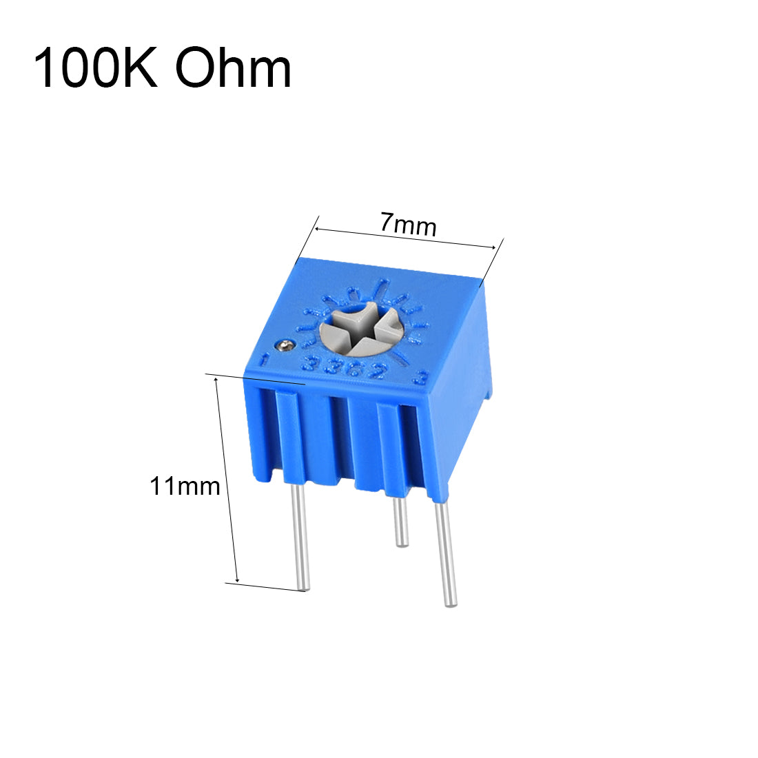 uxcell Uxcell 3362 Trimmer Potentiometer 100K Ohm Top Adjustment Horizontal Variable Resistors 5Pcs