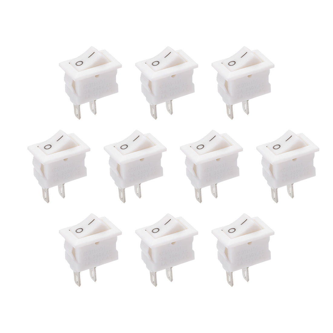 uxcell Uxcell Mini Boat Rocker Switch White Toggle Switch for Boat Car Marine ON/OFF AC 250V/3A 125V/6A 10pcs