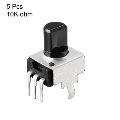 Harfington Uxcell Carbon Film Potentiometer 10K Ohm Variable Resistors Single Turn Rotary Half Shaft Design 5pcs