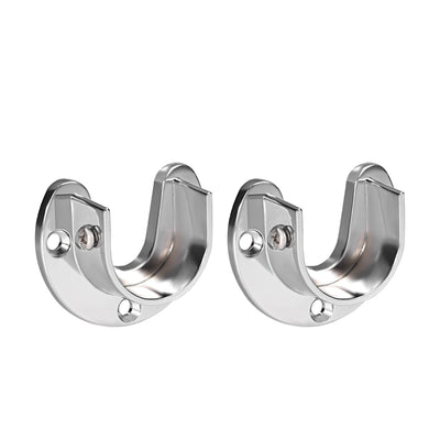 uxcell Uxcell Zinc Alloy Closet Pole Sockets, Wardrobe Bracket Holder, Shower Curtain Rod Pole End Supports Sockets Flange 2pcs, 38mm Diameter(U-Shaped)