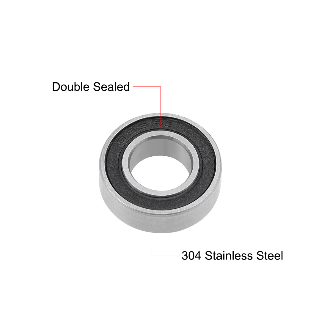 uxcell Uxcell S688-2RS Stainless Steel Ball Bearing 8x16x5mm Sealed 688-2RS Bearings 2pcs