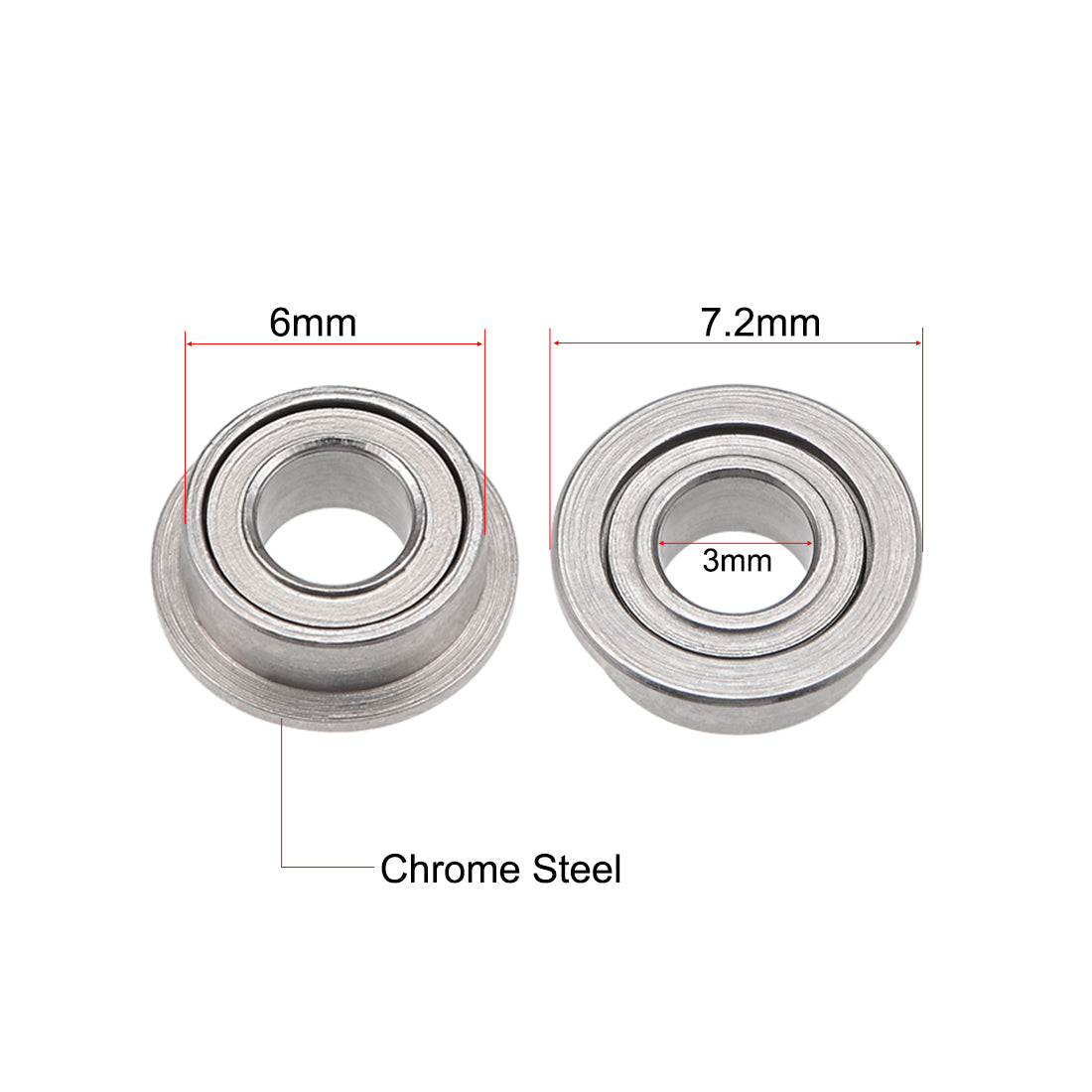 uxcell Uxcell Miniature Flange Deep Groove Ball Bearings Double Shielded Chrome Steel