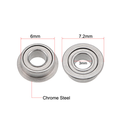 Harfington Uxcell Miniature Flange Deep Groove Ball Bearings Double Shielded Chrome Steel