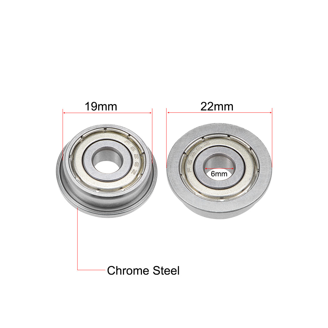 uxcell Uxcell Flange Deep Groove Ball Bearings Double Shielded Chrome Steel