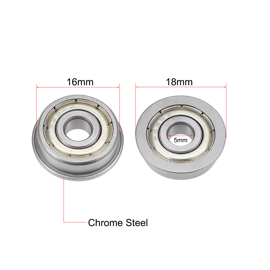 uxcell Uxcell Flange Deep Groove Ball Bearings Double Shielded Chrome Steel