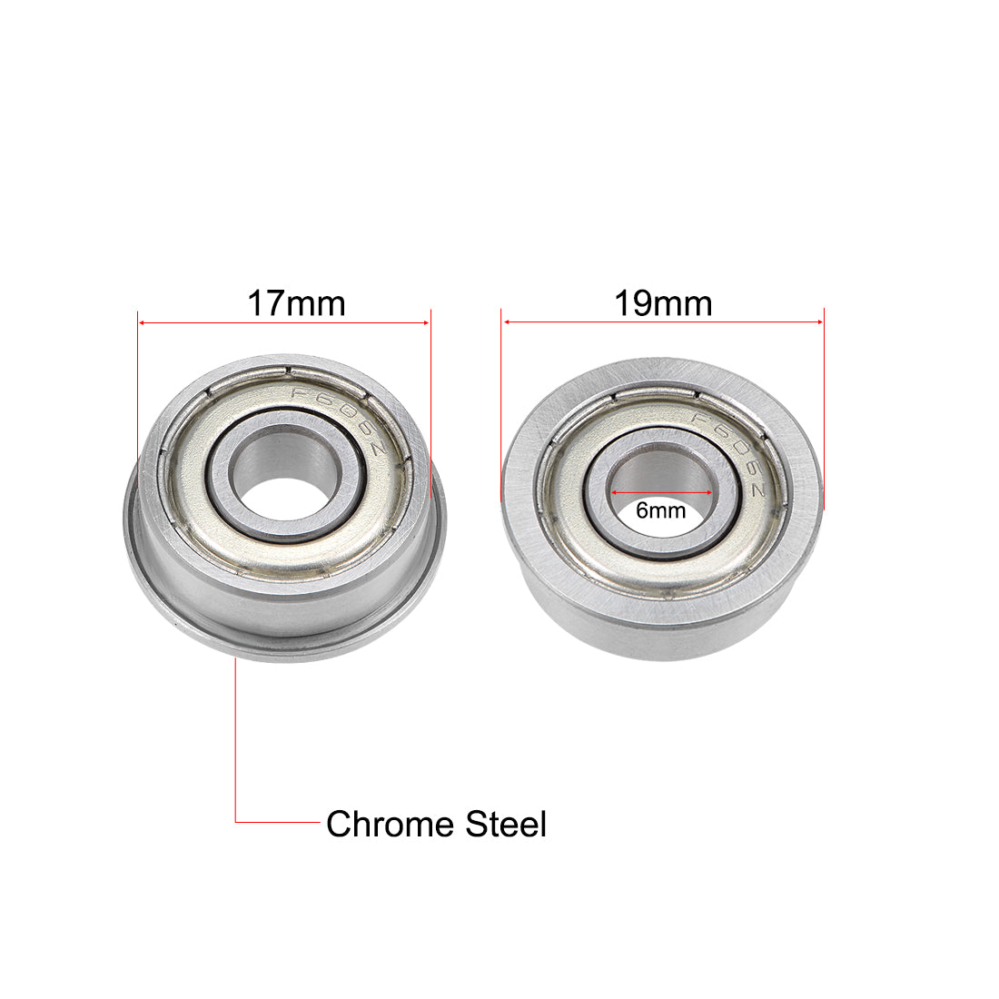 uxcell Uxcell Flange Deep Groove Ball Bearings Double Shielded Chrome Steel