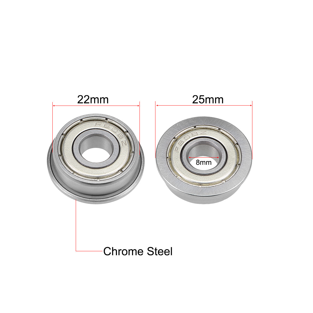 uxcell Uxcell Flange Deep Groove Ball Bearings Double Shielded Chrome Steel