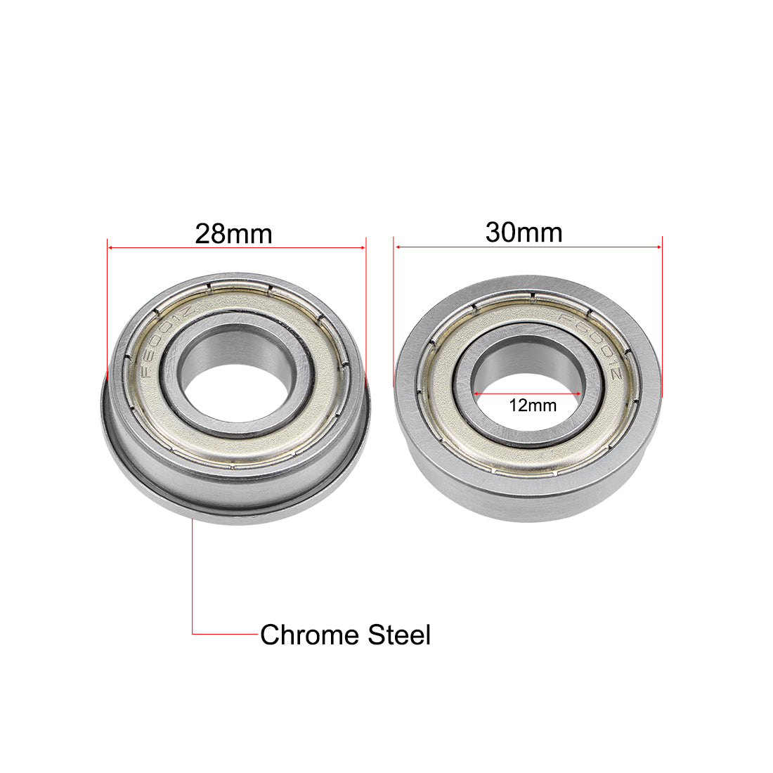 uxcell Uxcell Flange Deep Groove Ball Bearings Double Shield Chrome Steel