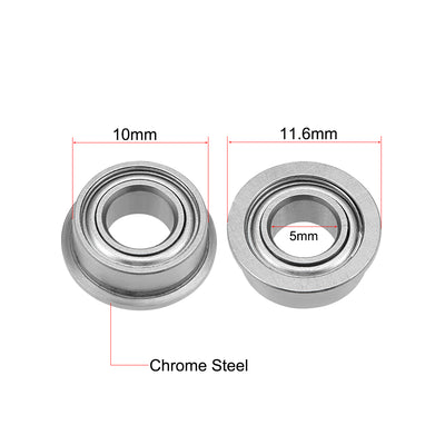 Harfington Uxcell Miniature Flange Deep Groove Ball Bearings Double Shielded Chrome Steel