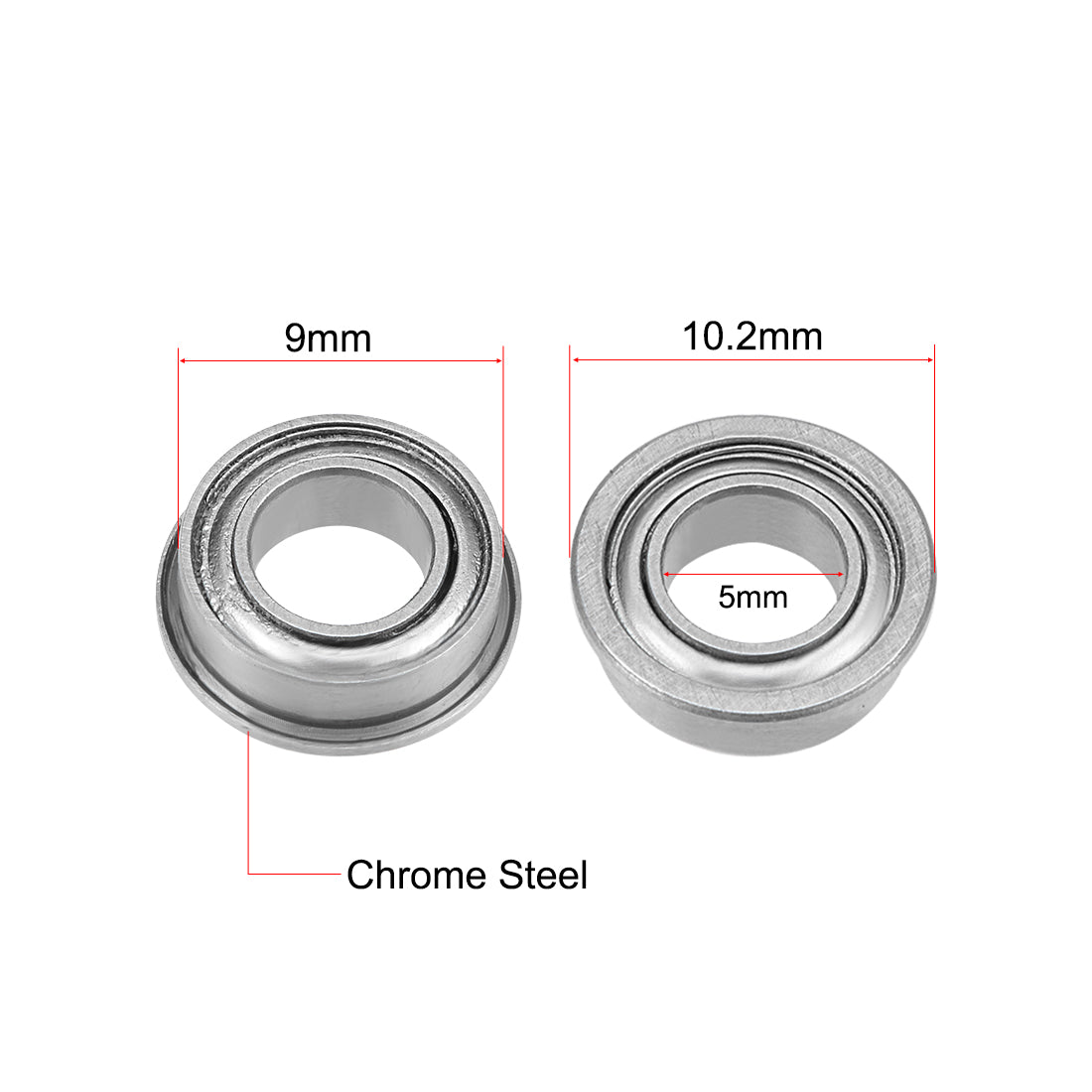 uxcell Uxcell Miniature Flange Deep Groove Ball Bearings Double Shielded Chrome Steel