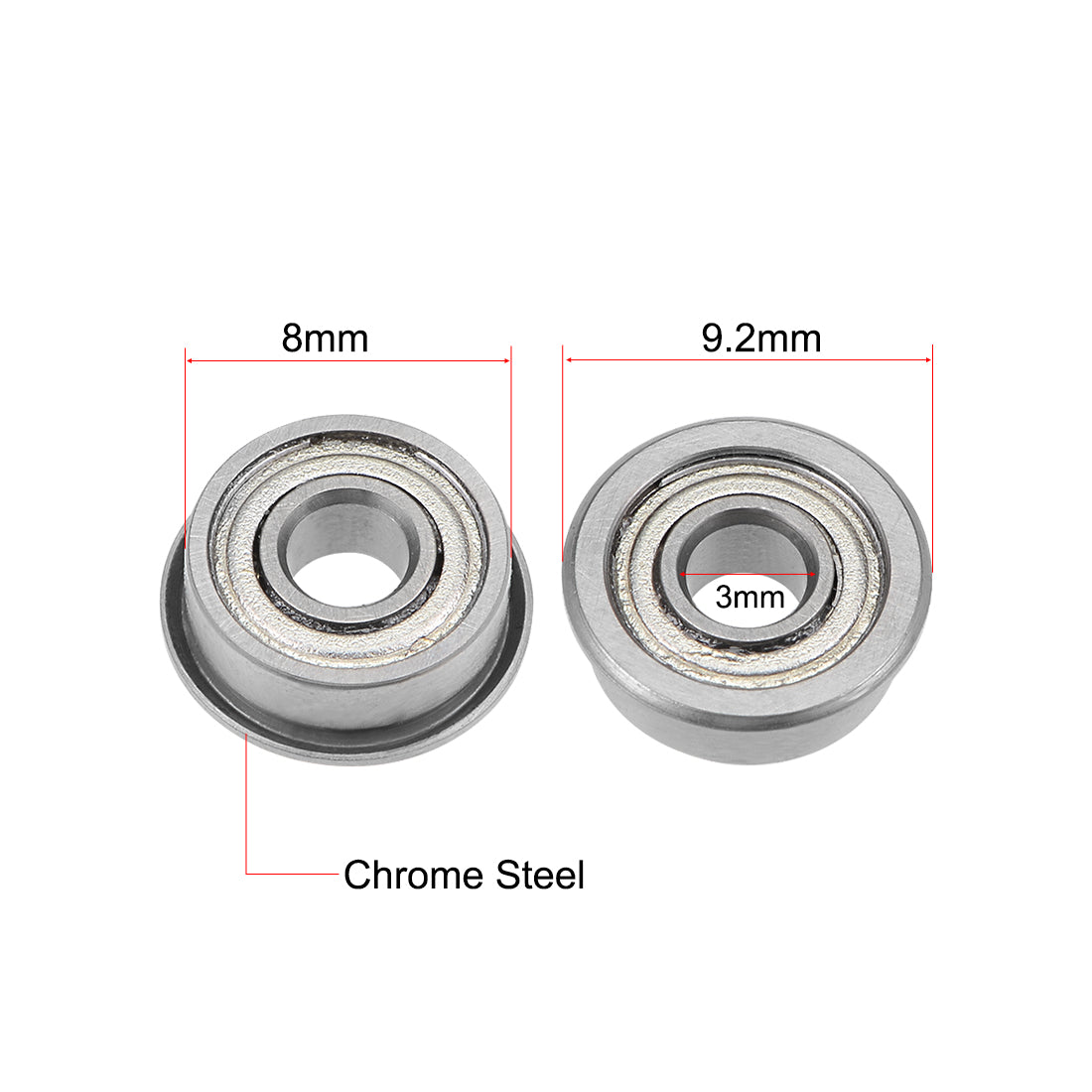 uxcell Uxcell Miniature Flange Deep Groove Ball Bearings Double Shielded Chrome Steel