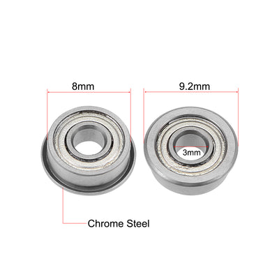 Harfington Uxcell Miniature Flange Deep Groove Ball Bearings Double Shielded Chrome Steel