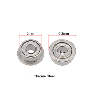 Harfington Uxcell Miniature Flange Deep Groove Ball Bearings Double Shielded Chrome Steel