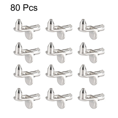 Harfington Uxcell Shelf Support Peg,5mm L-Shaped Support, Furniture Cabinet Shelf,Bracket Pegs with Pin,for Kitchen Furniture Book Shelves Supplies,Silver Tone 80pcs