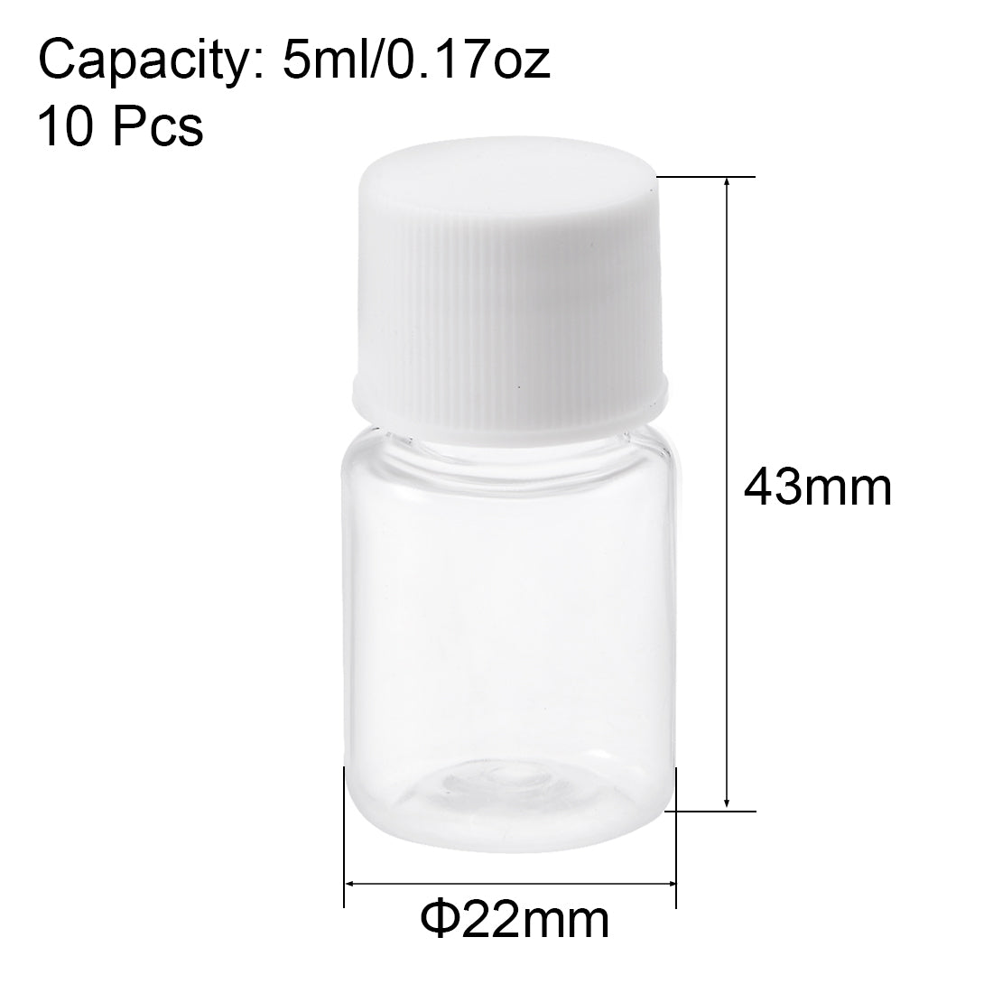 uxcell Uxcell 10Stk.Labor Chemisch Kunststoff Reagenzflasche 5ml Vorratsbehälter Transparent