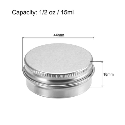 Harfington Uxcell 1/2 oz Round Aluminum Cans Tin Can Screw Top Metal Lid Containers 15ml, 18pcs