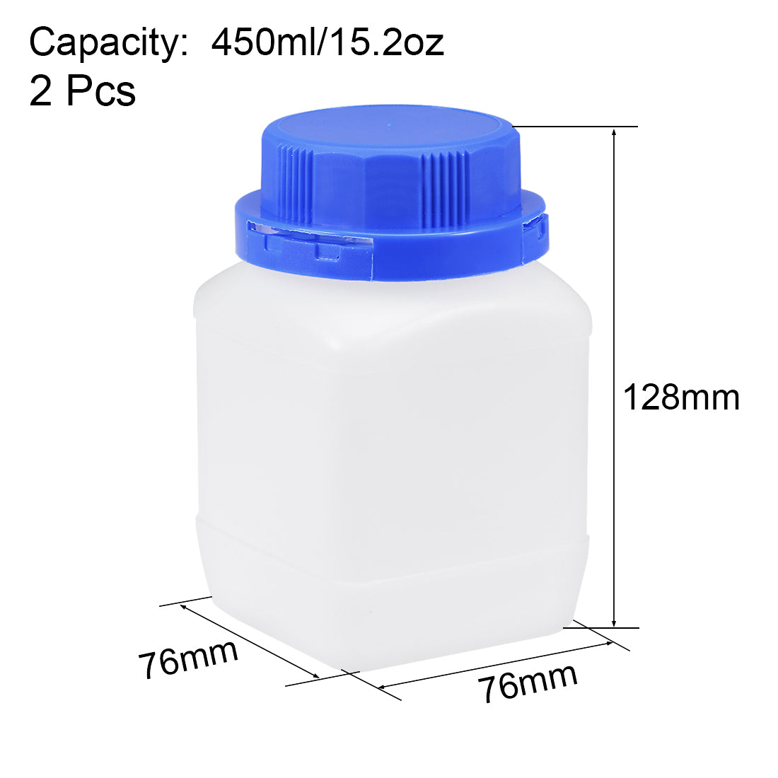 uxcell Uxcell 2stk. Laborreagenzflasche 450ml Probenversiegelter Vorratsbehälter für Flüssigkeit Kunststoff