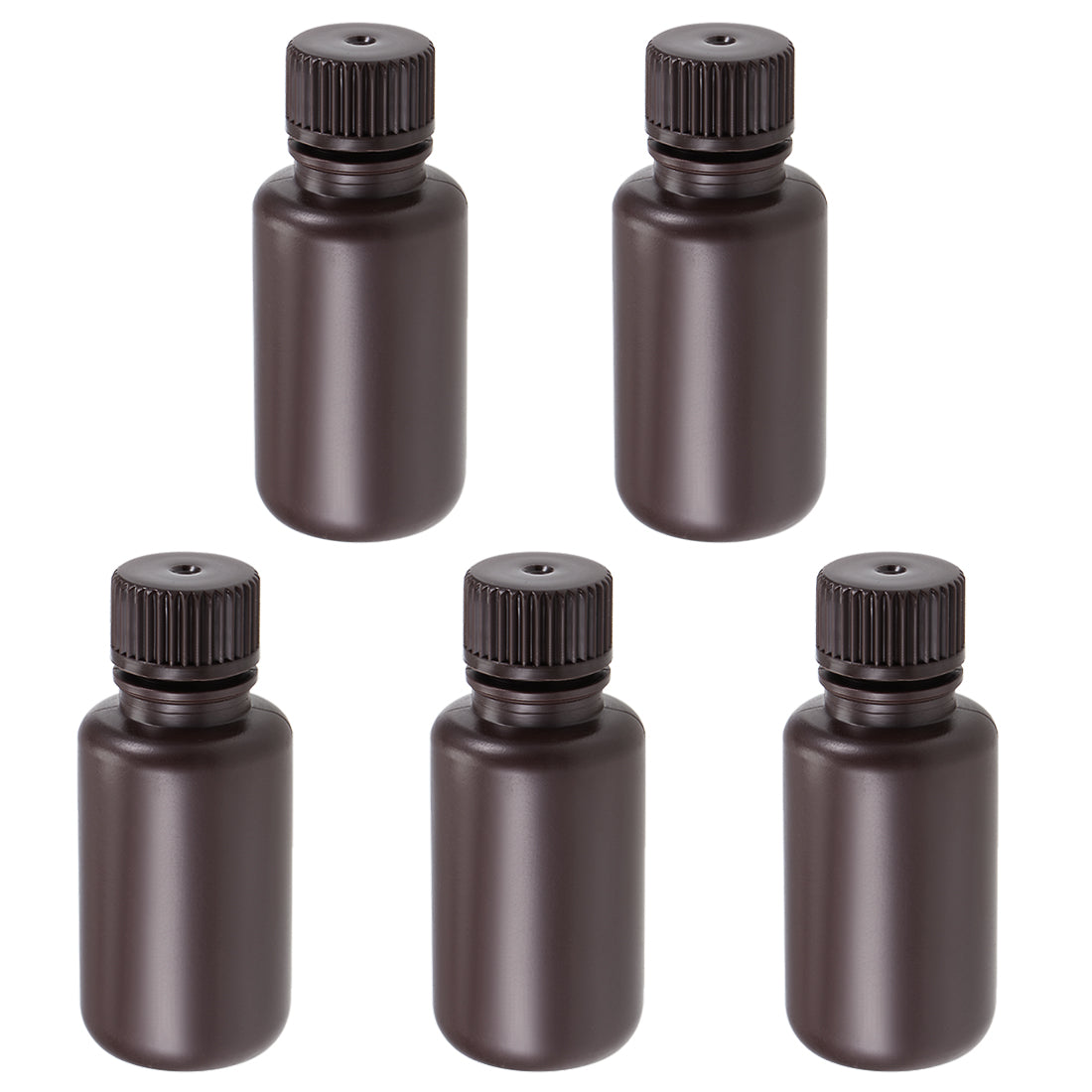 uxcell Uxcell Plastic Lab Chemical Reagent Bottle 50ml/1.7oz Small Mouth Sample Sealing Liquid Storage Container Brown 5pcs