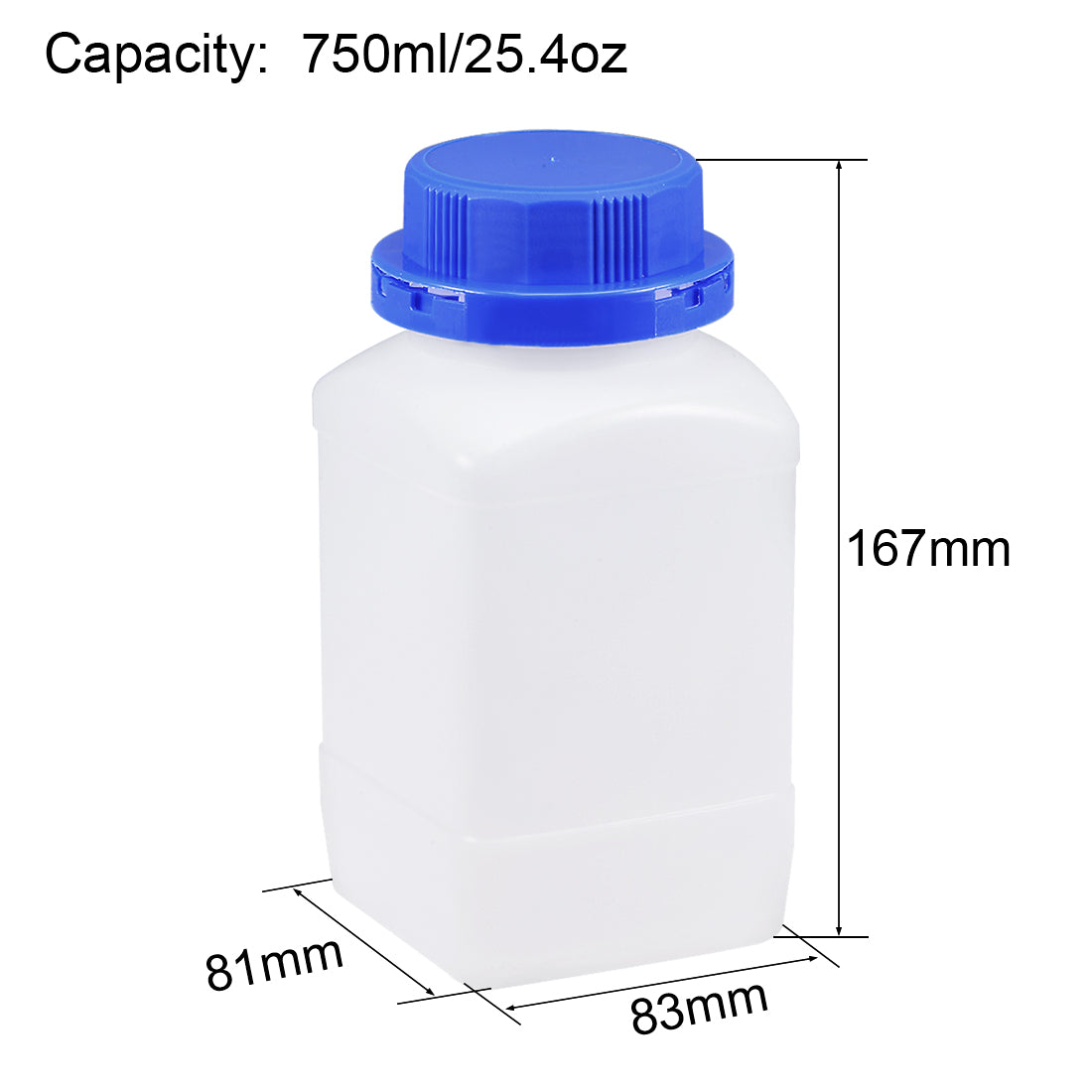 uxcell Uxcell Plastic Lab Chemical Reagent Bottle 750ml/25.4oz Wide Mouth Sample Sealing Liquid Storage Container Translucent