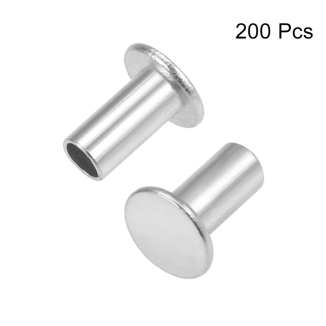 uxcell Uxcell 200 Stk. Aluminium Flachkopf Halbröhrennieten Silber M5x10mm