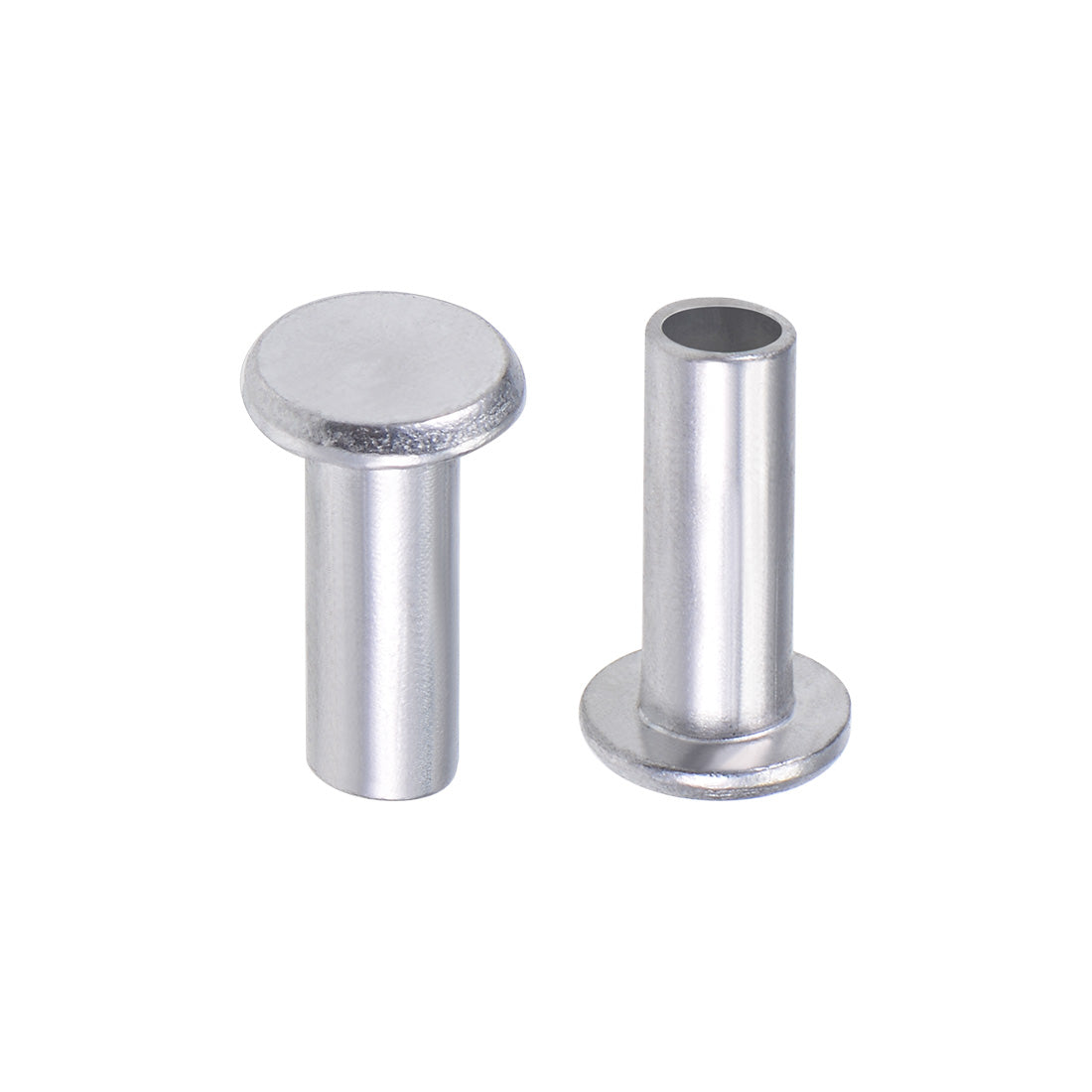 uxcell Uxcell 50 Stk. Aluminium Flachkopf Halbröhrennieten Silber M6x16mm