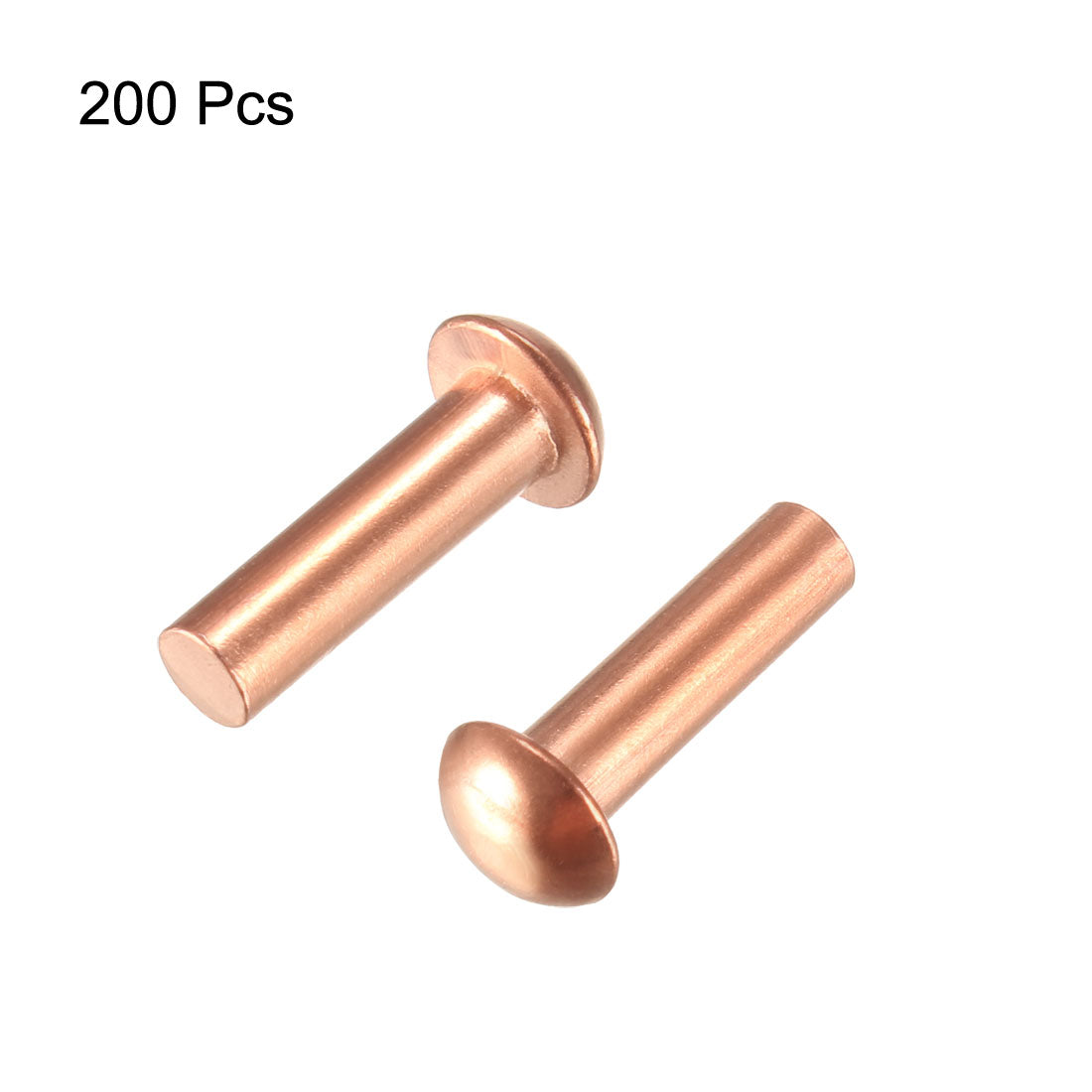 uxcell Uxcell 200 Pcs  Round Head Copper Solid Rivets Fasteners