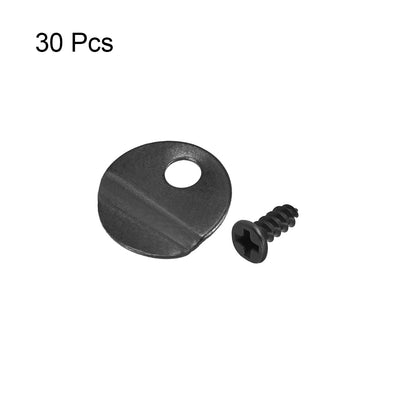 Harfington Uxcell Frame Turn Button, 1/2" Metal Round with Screws for Hanging Pictures, 30 Pcs (Black )