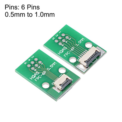 Harfington Uxcell FFC FPC 6 Pin 0.5mm 1mm Pitch to DIP 2.0mm PCB Converter Board Couple Extend Adapter