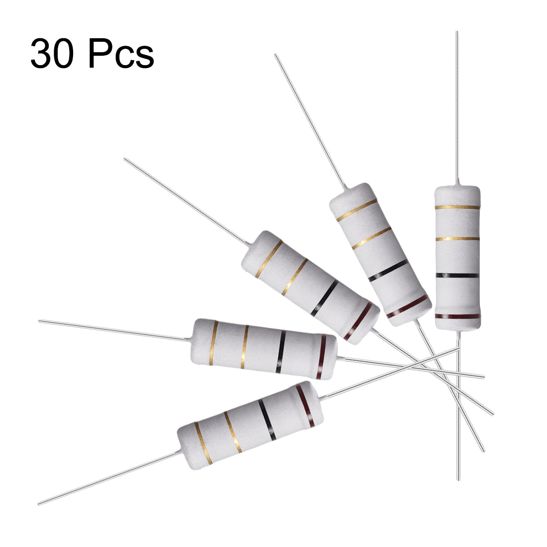 uxcell Uxcell 30Pcs 5W 5 Watt Metal Oxide Film Resistor Lead 1 Ohm ±5% Tolerance