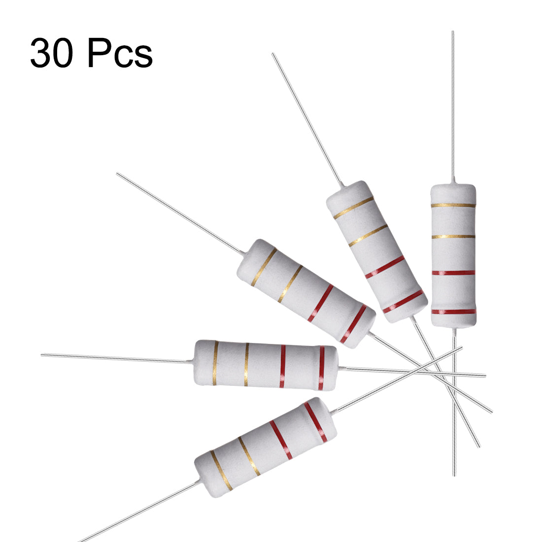 uxcell Uxcell 30Pcs 5W 5 Watt Metal Oxide Film Resistor Lead 2.2 Ohm ±5% Tolerance