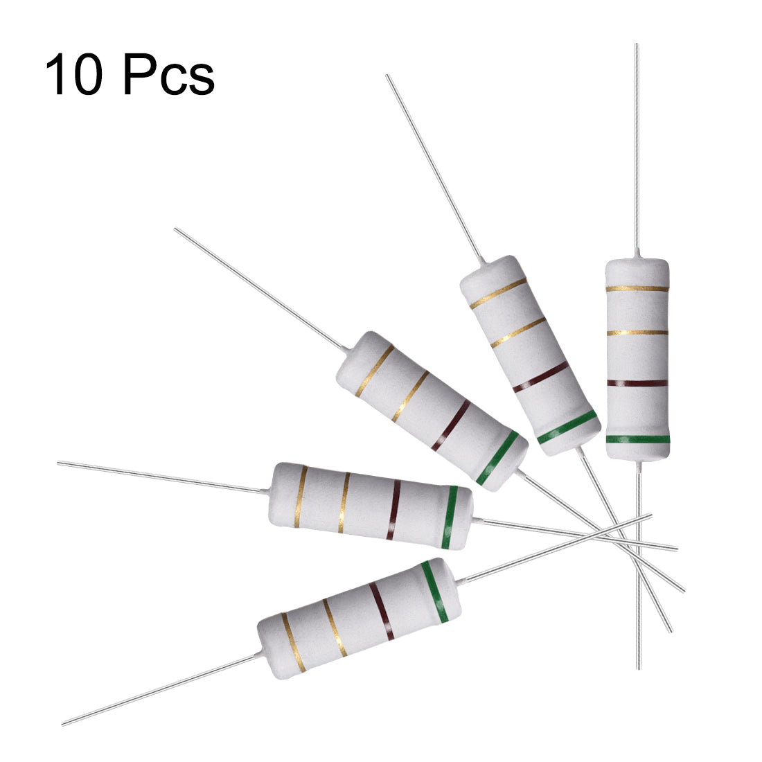 uxcell Uxcell 10Pcs 5W 5 Watt Metal Oxide Film Resistor Lead 5.1 Ohm ±5% Tolerance