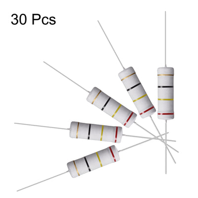 Harfington Uxcell 30Pcs 5W 5 Watt Metal Oxide Film Resistor Lead 24 Ohm ±5% Tolerance