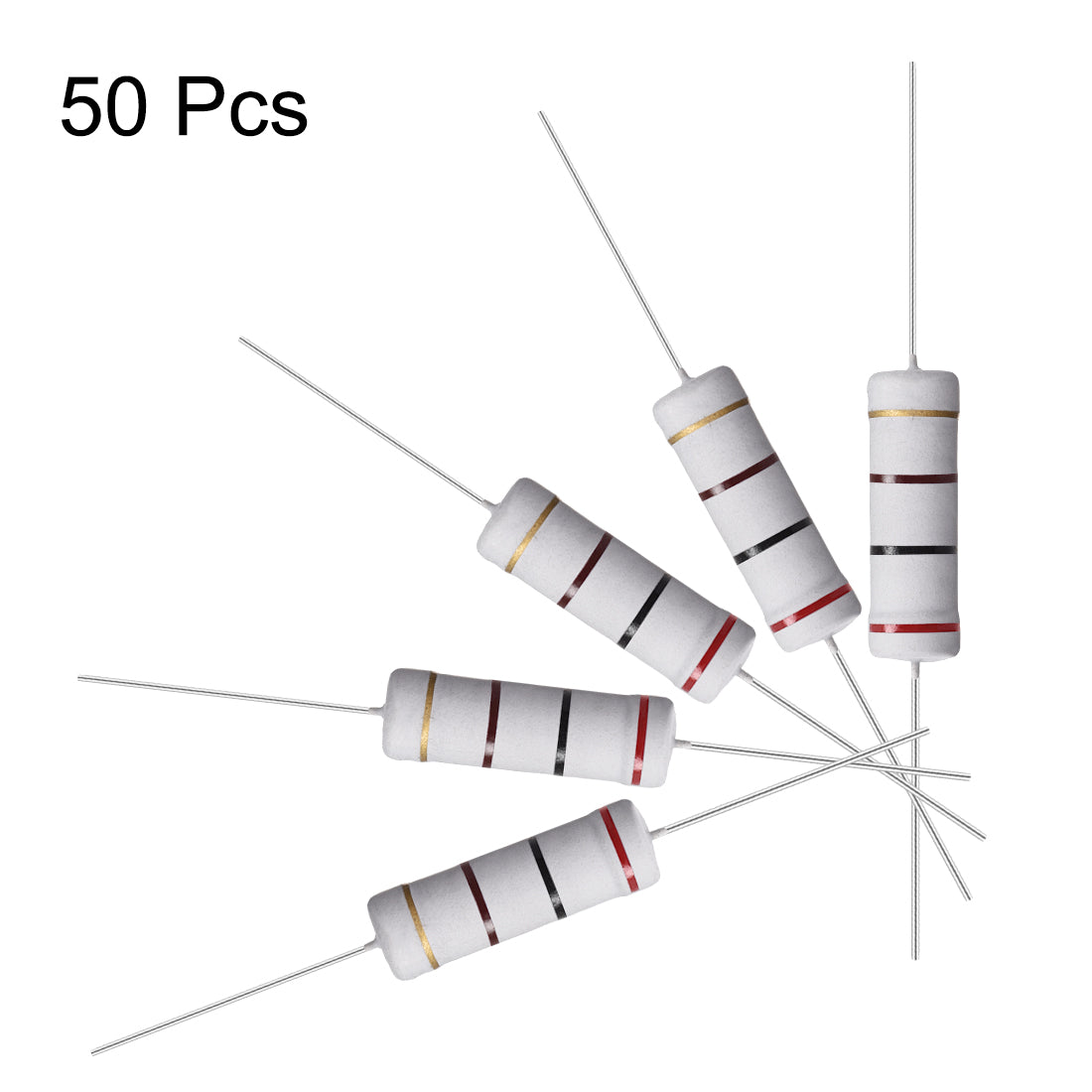 uxcell Uxcell 50 Pcs 5W 5 Watt Metal Oxide Film Resistor Axile Lead 200 Ohm ±5% Tolerance