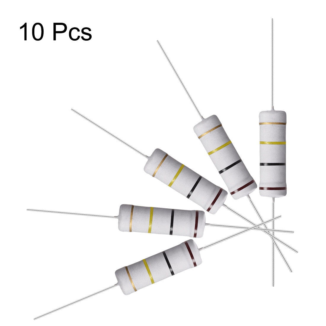 uxcell Uxcell 10 Pcs 5W 5 Watt Metal Oxide Film Resistor Lead 100K Ohm ±5% Tolerance