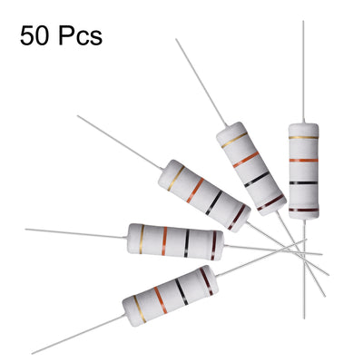 Harfington Uxcell 50 Pcs 5W 5 Watt Metal Oxide Film Resistor Axile Lead 10K Ohm ±5% Tolerance