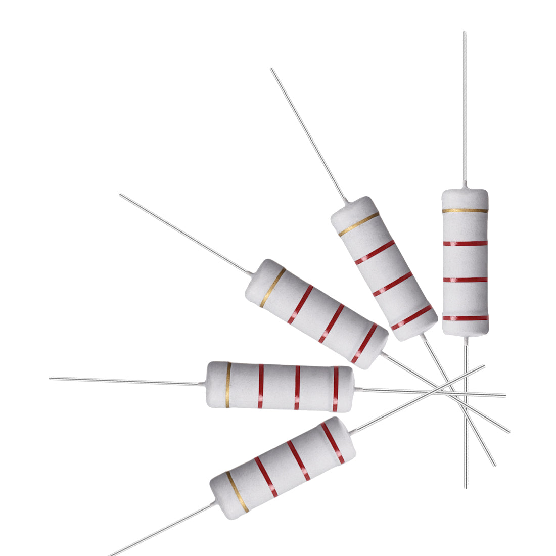 uxcell Uxcell 10 Pcs 5W 5 Watt Metal Oxide Film Resistor Axile Lead 2.2K Ohm ±5% Tolerance