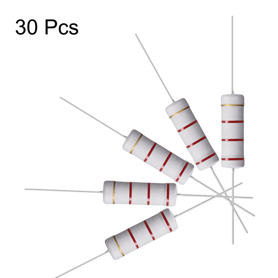 uxcell Uxcell 30 Pcs 5W 5 Watt Metal Oxide Film Resistor Axile Lead 2.2K Ohm ±5% Tolerance