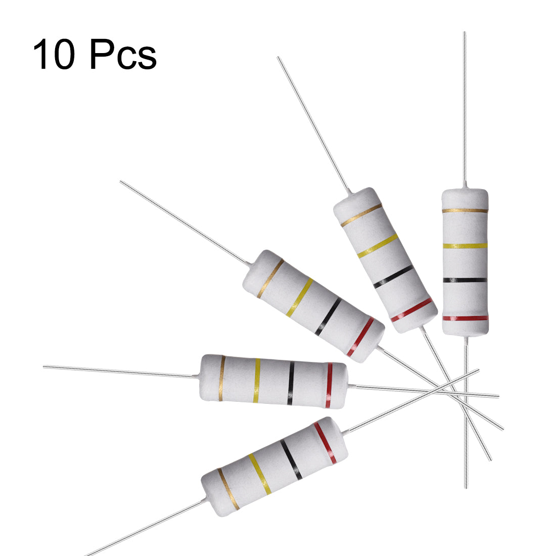 uxcell Uxcell 10 Pcs 5W 5 Watt Metal Oxide Film Resistor Lead 200K Ohm ±5% Tolerance