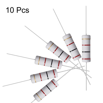 Harfington Uxcell 10 Pcs 5W 5 Watt Metal Oxide Film Resistor Axile Lead 2K Ohm ±5% Tolerance