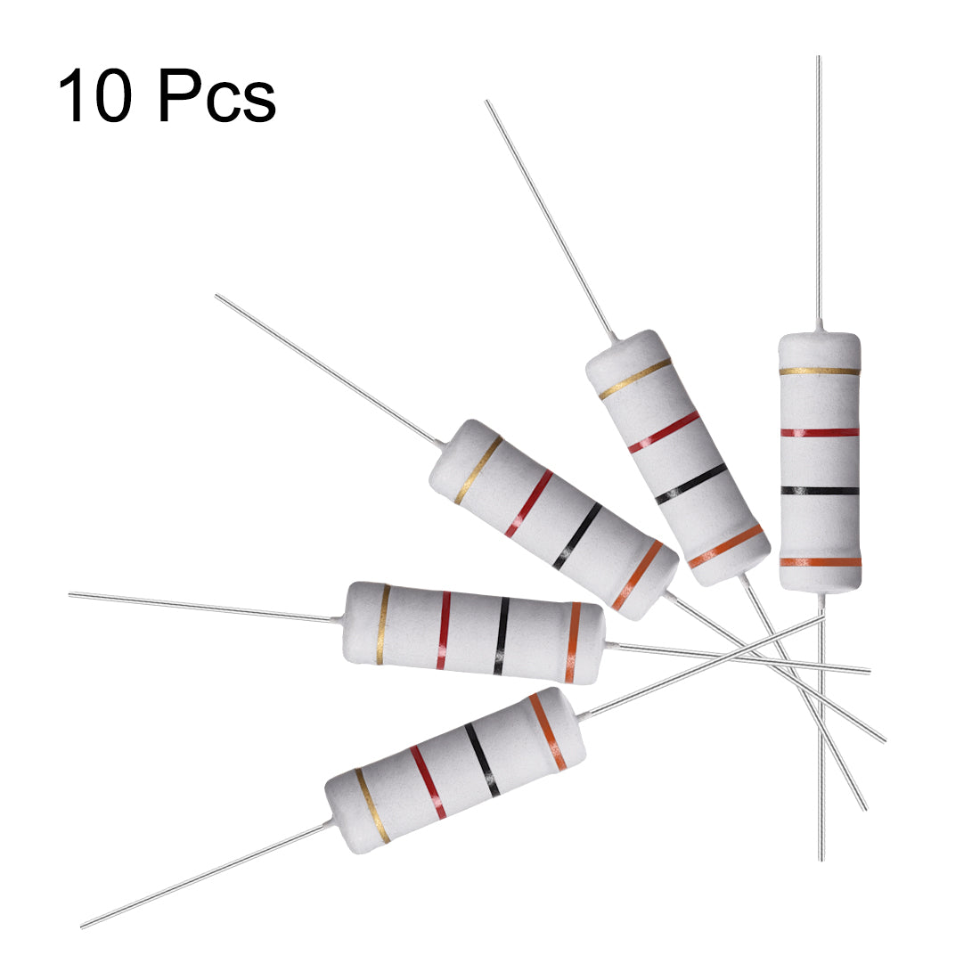 uxcell Uxcell 10 Pcs 5W 5 Watt Metal Oxide Film Resistor Axile Lead 3K Ohm ±5% Tolerance