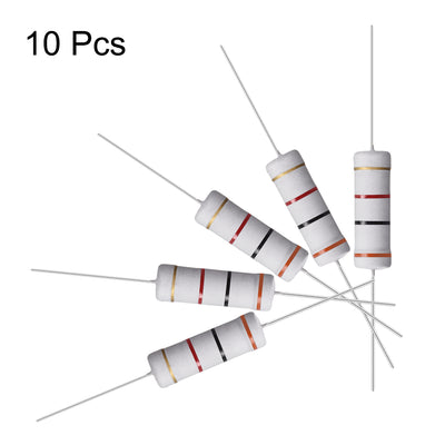 Harfington Uxcell 10 Pcs 5W 5 Watt Metal Oxide Film Resistor Axile Lead 3K Ohm ±5% Tolerance