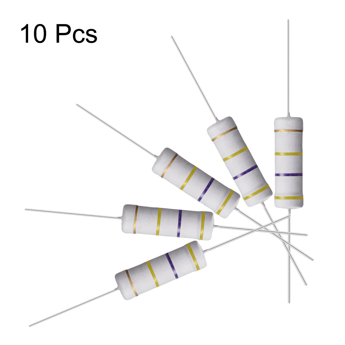 uxcell Uxcell 10 Pcs 5W 5 Watt Metal Oxide Film Resistor Axile Lead 470K Ohm ±5% Tolerance