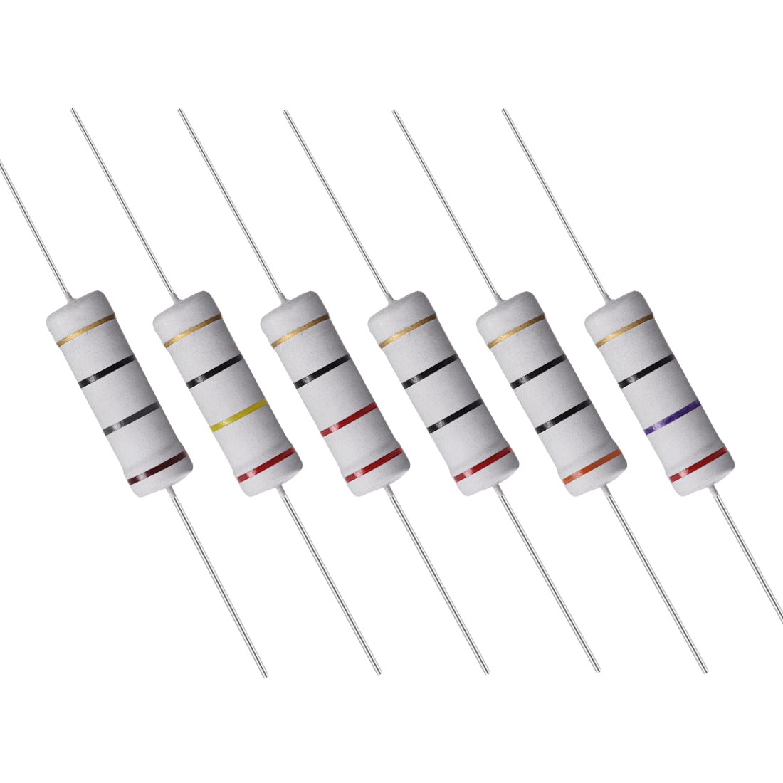 uxcell Uxcell 60 Pcs 5W Metal Oxide Film Resistor 18R,20R,22R,24R,27R,30R Ohm ±5%